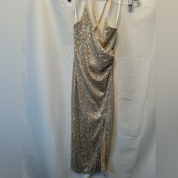 NWT Baltic Born Annabel Sequin Midi Dress Size XS Ivory Sequins Lined Stretch - Picture 3 of 16